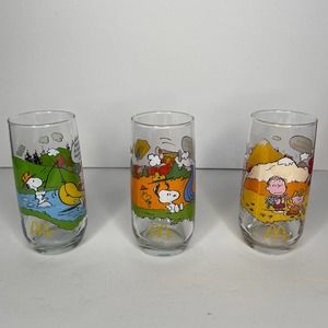 Vintage McDonalds glass Camp Snoopy collection Set of 3